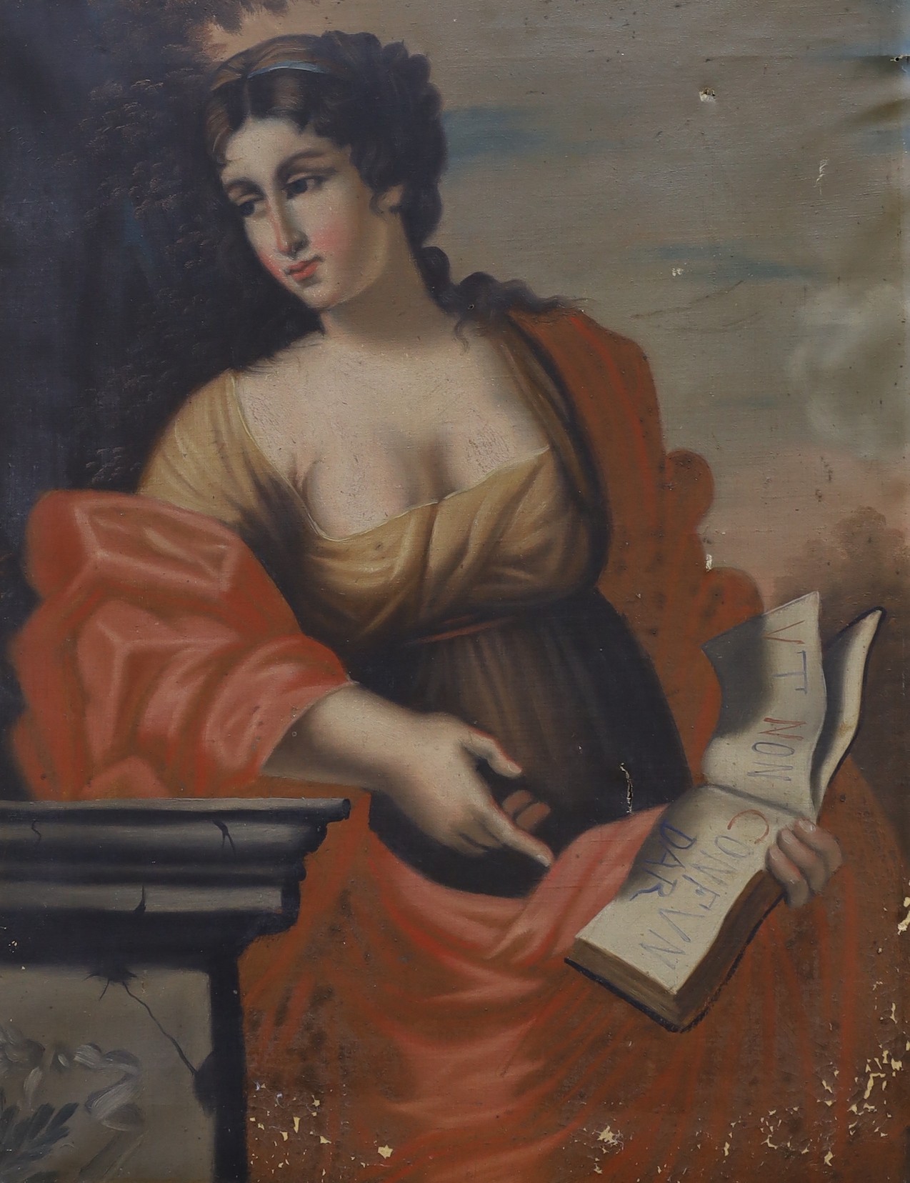 After Giovanni Francesco Romanelli (1610-1662), oil on canvas, 'The Cumaean Sybil', 52 x 41cm, unframed